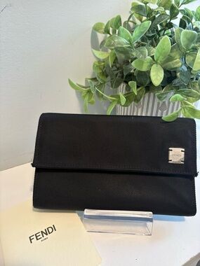 Fendi Nylon and Leather Trifold Wallet